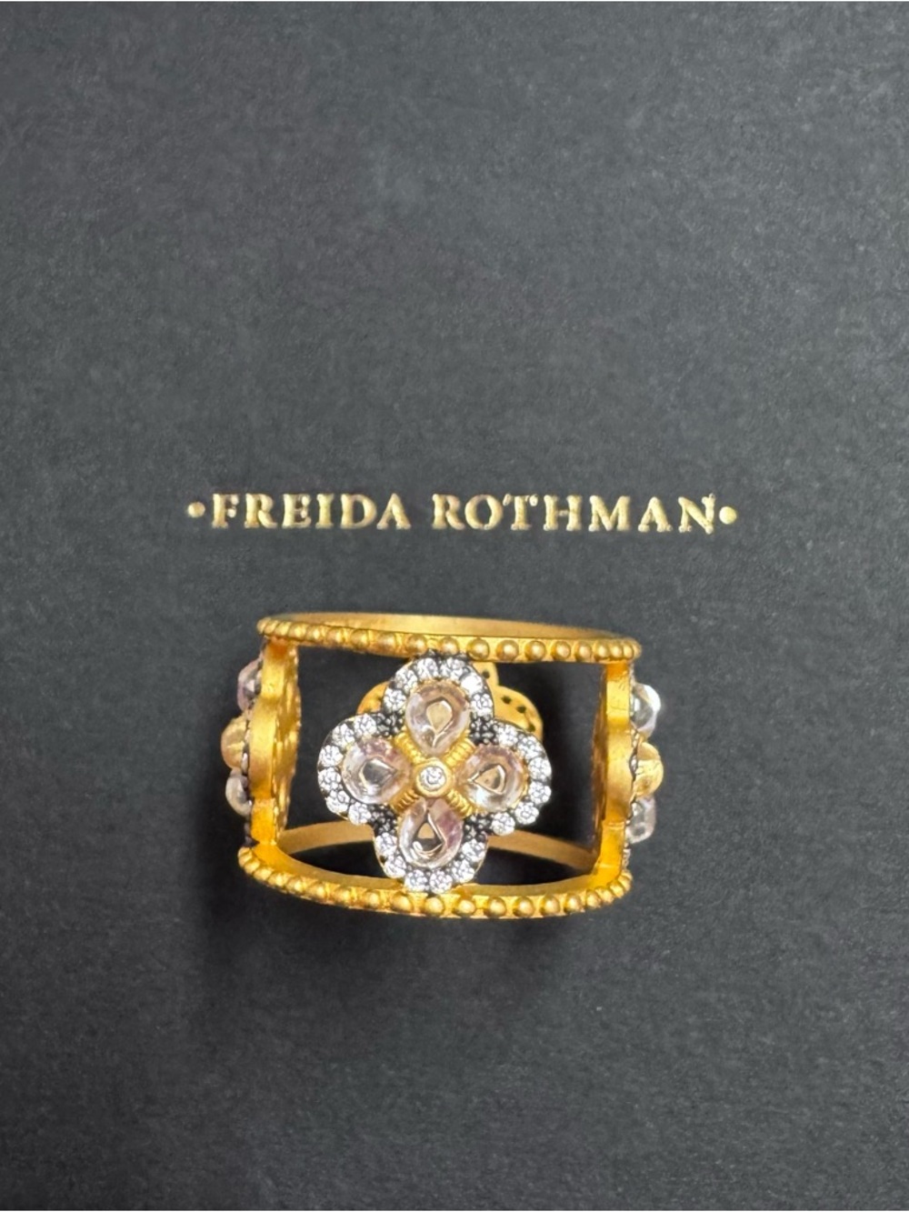 NWOT Frieda Rothman Clover Cutout Cigar Ring